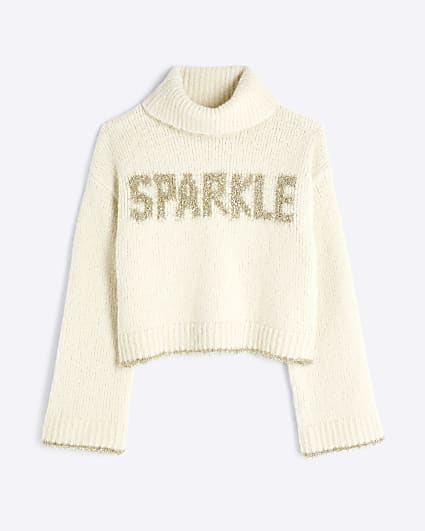 Girls Cream Sparkle Jumper