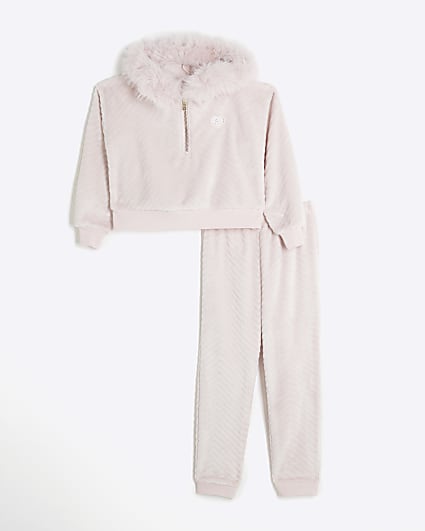 Girls Pink Chevron Loungewear Set