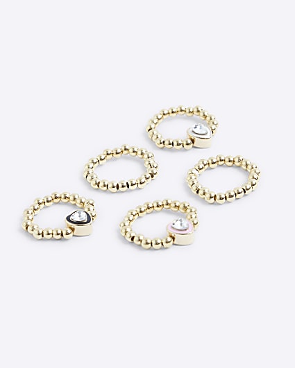 Girls gold heart rings 9 pack