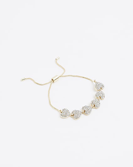 Girls gold diamante heart bracelet