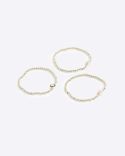 Girls gold heart bracelets 3 pack