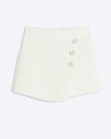 Girls cream boucle skort