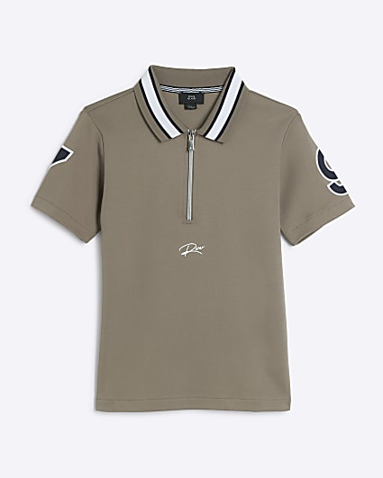 Boys Brown Tipped 97 Graphic Polo Shirt