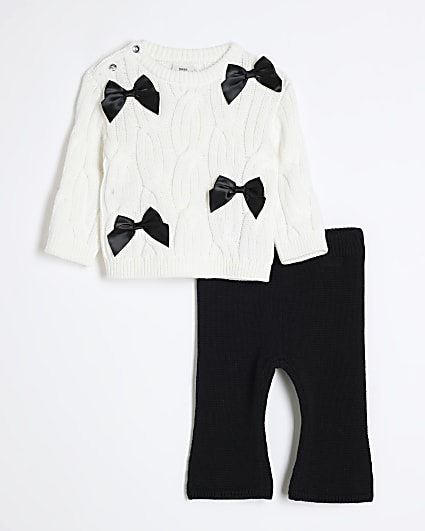 Baby Girls White Bow Top Set