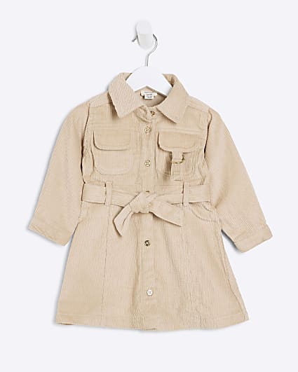 Mini Girls Cream Cord Shirt Dress