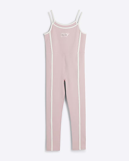 Girls pink RI Active tipped jumpsuit