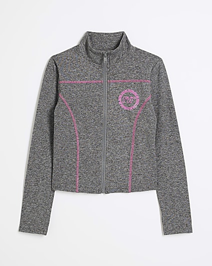 Girls Grey RI Active Zip Through Sweatshirt