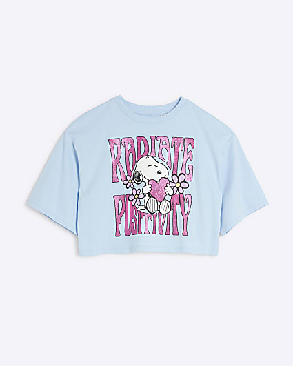 Girls blue Snoopy graphic crop t-shirt