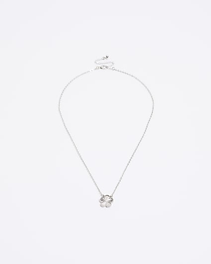 Silver colour flower necklace