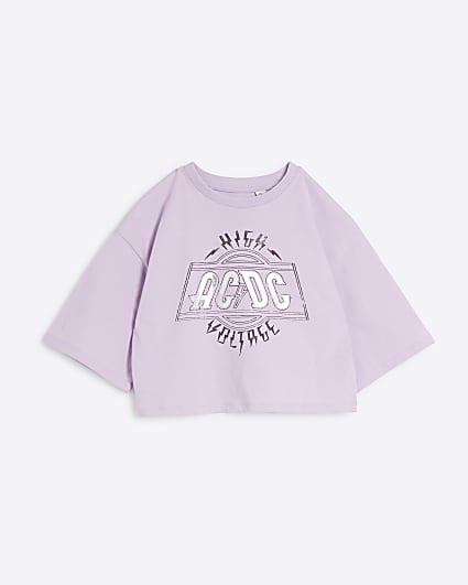 purple AC DC graphic crop t-shirt