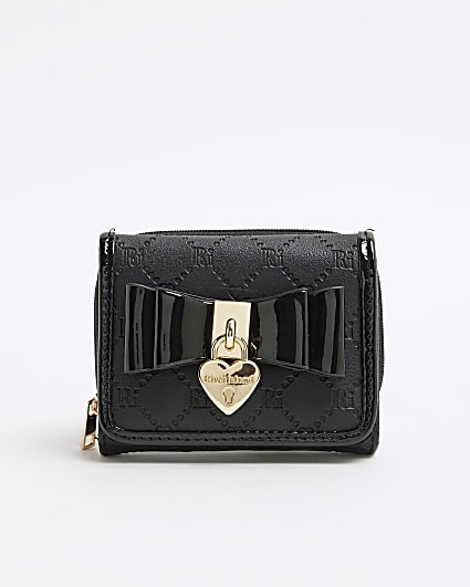 Girls Black Bow Padlock Purse