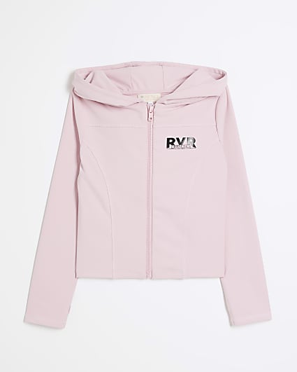 Girls pink RI Active zip up hoodie