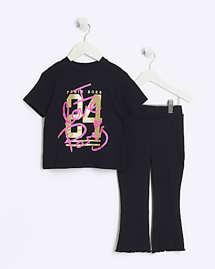 Mini Girls Black T-shirt and Leggings Set