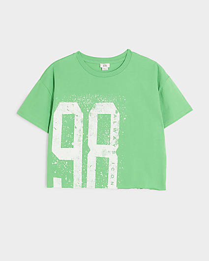 Girls green Number Graphic Print T-Shirt