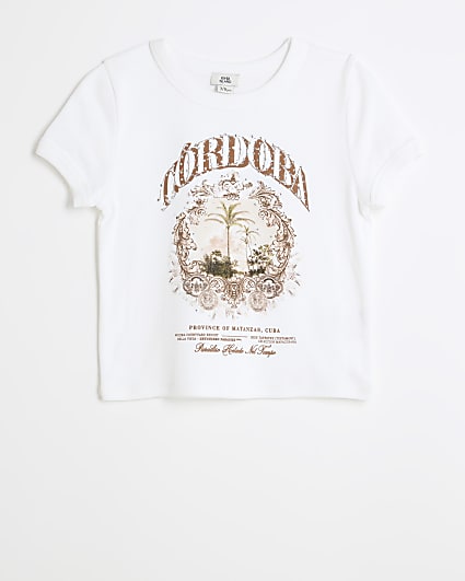 Girls White Western embellished T-shirt