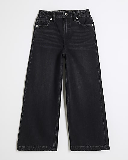 Girls Black Wide Leg Jeans