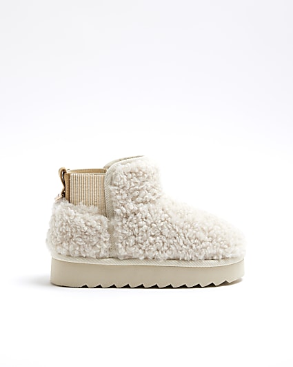 Girls Cream Borg Lining Boots