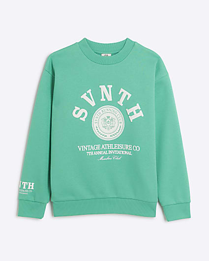 Boys green embossed graphic sweatshirt