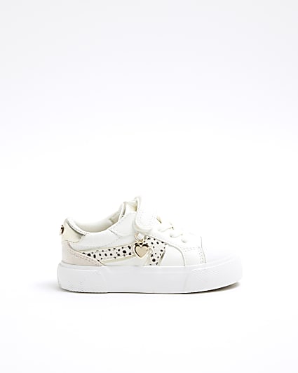 Mini Girls White Dalmatian Velcro Trainers