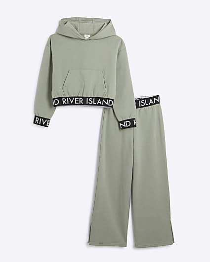 Girls khaki RI hoodie and joggers set