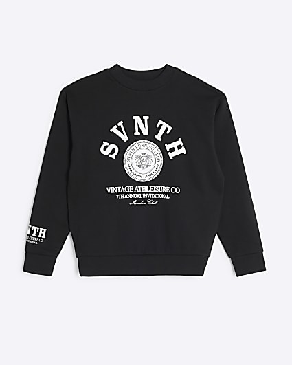 Boys black embossed graphic sweatshirt