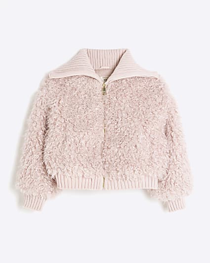 Mini Girls Pink Faux Fur Coat