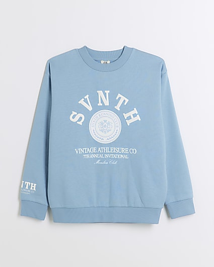 Boys blue embossed graphic sweatshirt