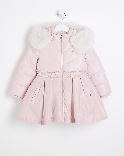 Mini Girls Pink Skirt Padded Coat