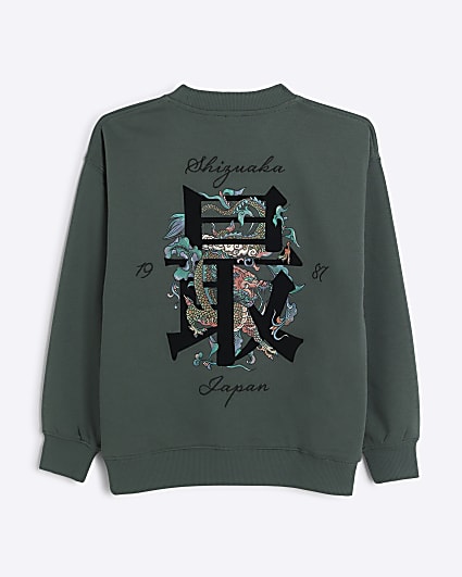 Boys khaki dragon graphic sweatshirt