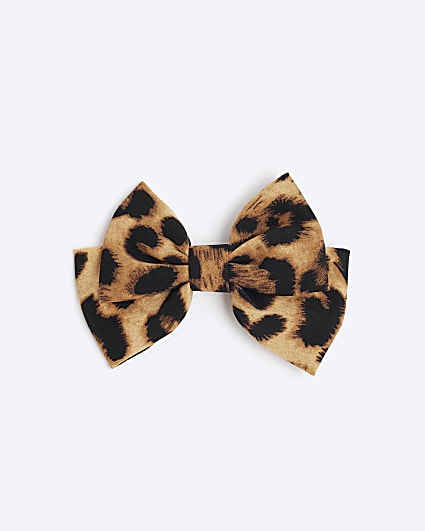 Brown Leopard Print Bow Hair Clip