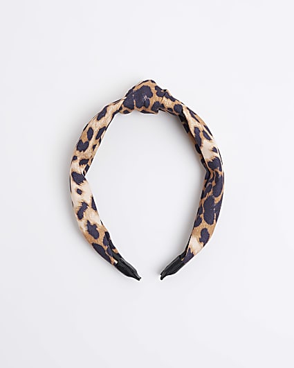 Brown Leopard Print Knot Headband