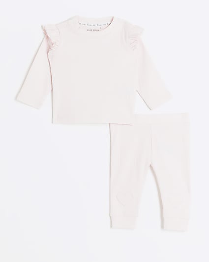 Baby girls pink frill sweatshirt set