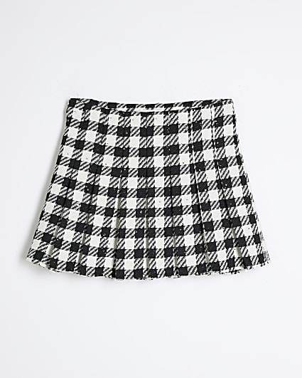 Girls Black Checked Boucle Skirt