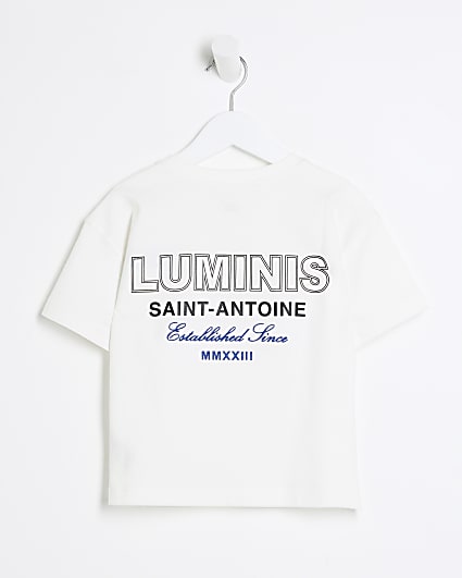 Mini boys white embroidered Luminis t-shirt