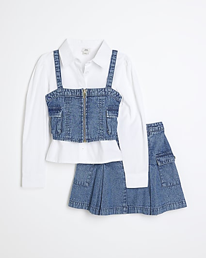 Girls Blue Denim 3 Piece Set