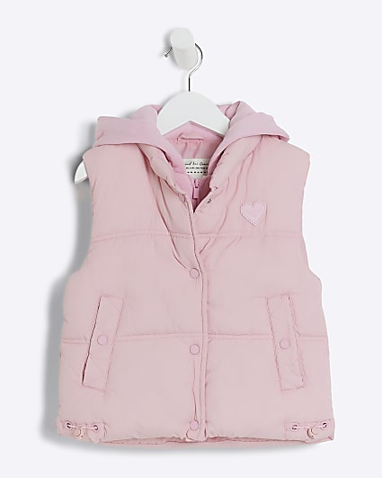 Mini girls pink hooded gilet