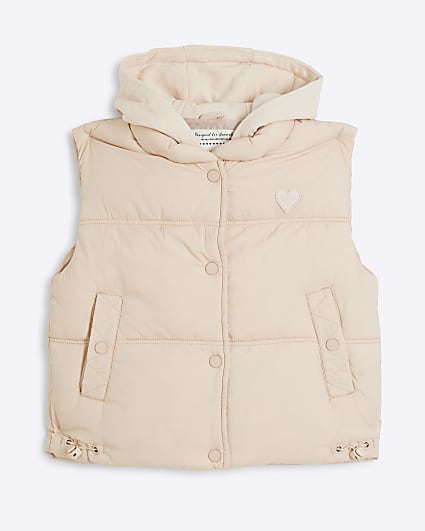 Girls cream hooded gilet