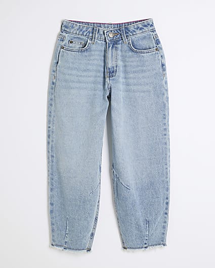 Girls Blue Barrel Tapered Jean