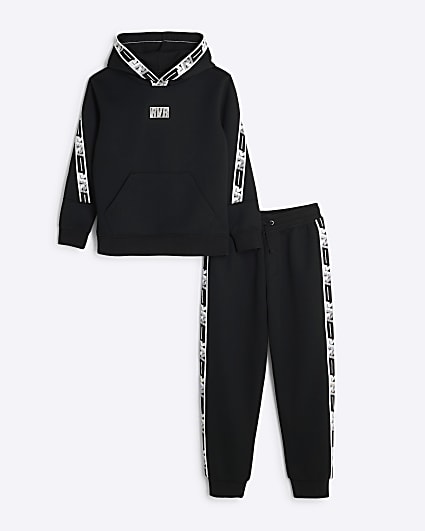 Boys Black RVR Taped Hoodie And Jogger Set