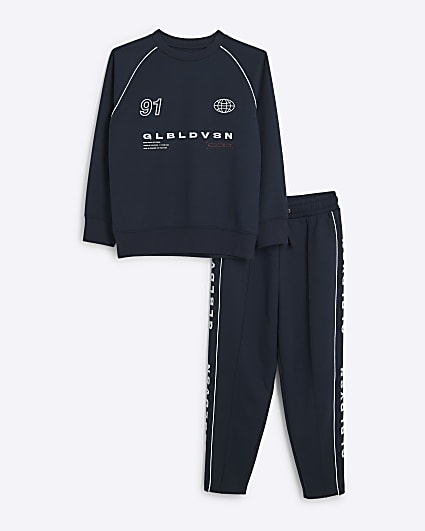 Boys Navy Graphic Sweatshirt And Joggers Set