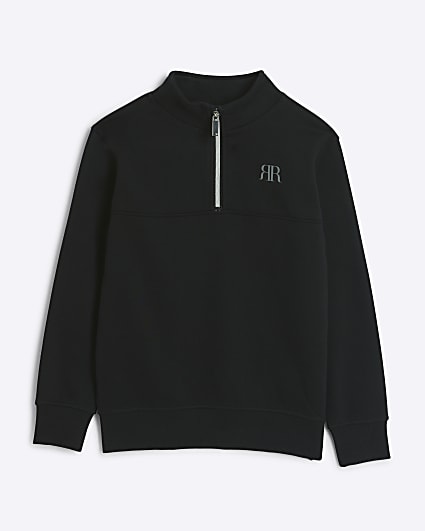 Boys black funnel half zip sweatshirt