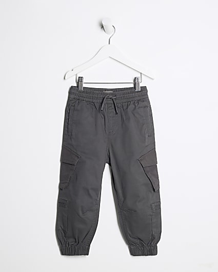 Mini Boys Grey Zip Pocket Cargo Joggers