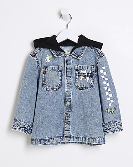 Mini Boys Blue denim Graffiti Overshirt