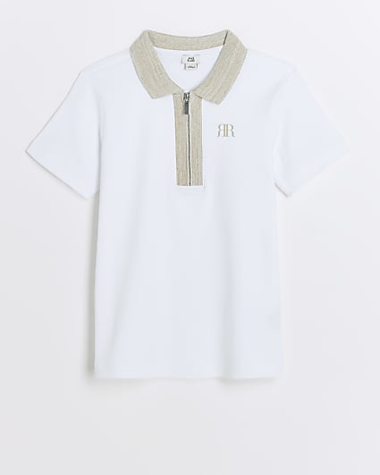 Boys ecru collar polo shirt