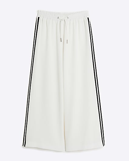 Girls white wide leg trousers