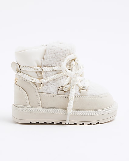 Mini Girls Cream Hiker Boots