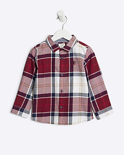 Mini boys red check shirt