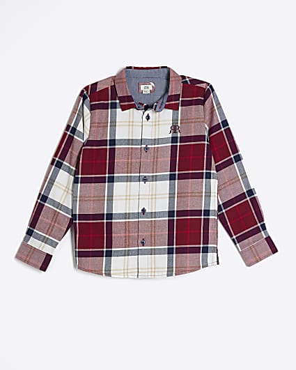 Boys red check long sleeve shirt