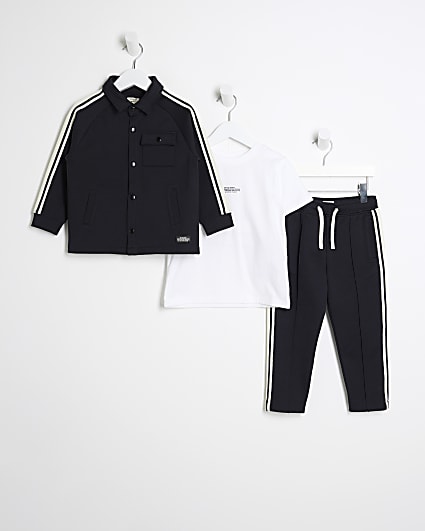 Mini boys navy tipped jacket 3 piece set