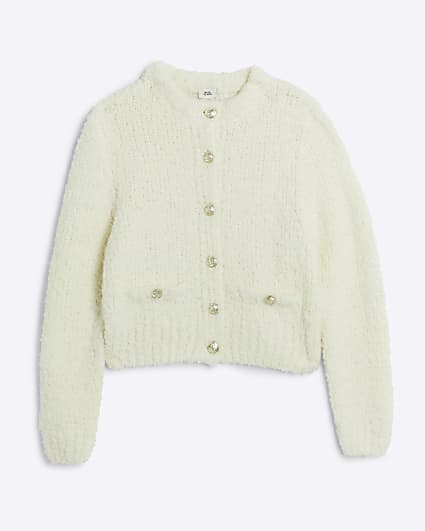 Girls cream boucle cardigan